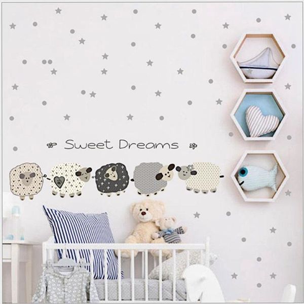 

wall stickers cartoon sheep star sticker for children room decoration kids decals home decor living gift