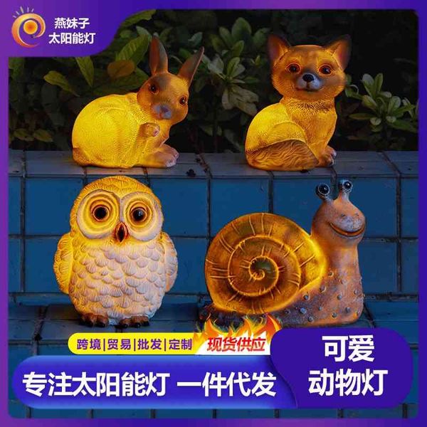 

new outdoor solar energy animal resin lawn lamp garden owl dog snail rabbit