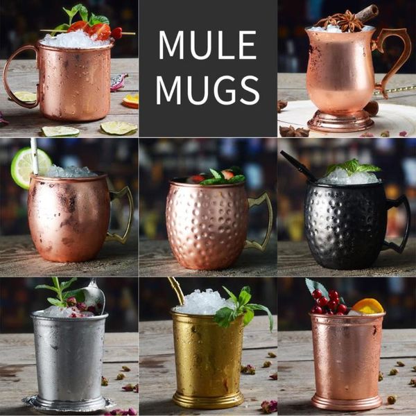 

mugs 550ml 1/4 pcs 18 ounces hammered copper plated moscow mule mug beer cup coffee canecas travel