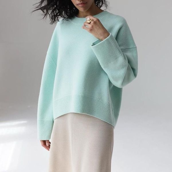 

women's sweaters casual female spring and autumn solid loose knit elegant long sleeve temperament pullover 2021 ladies white women swe, White;black