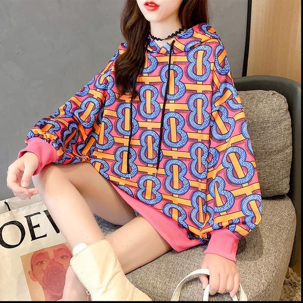 

1780 pink grey harajuku printed hoodie women harajuku streetwear hip hop hoodies loose cotton thin korean hooded sweatshirt, Black