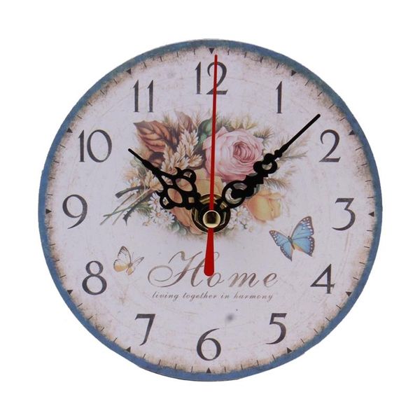 

wall clocks c9ga silent non-ticking wooden battery operated country retro rustic style decorative for living room kitchen