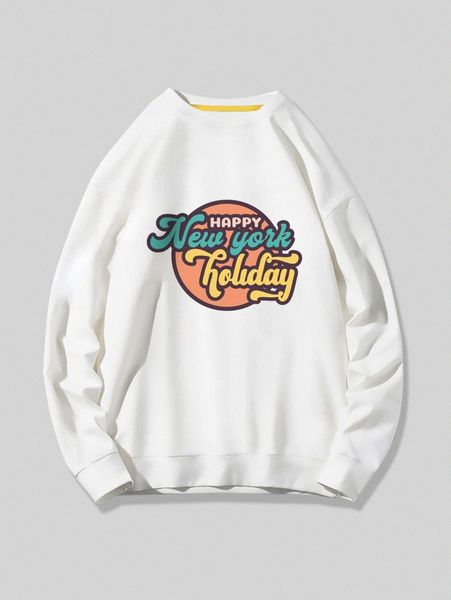 

men slogan graphic sweatshirt g22z#, Black