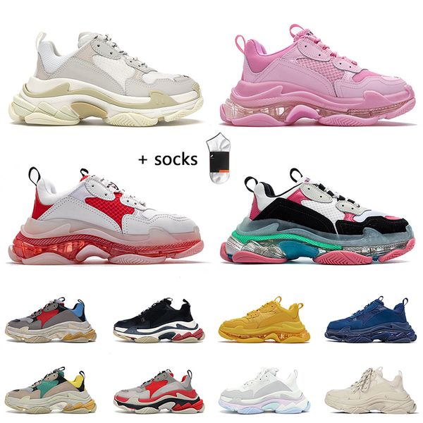 

fashion new luxurys triple s for womens mens casual shoes triple-s black white pink beige neon green clear sole crystal designer paris 17fw