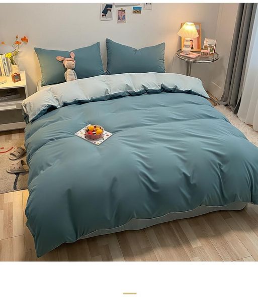 

bedding sets simple nordic style washed cotton solid for bedroom spring fall season comforter bed sheet set home decor