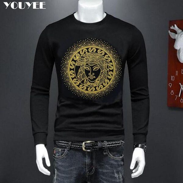 

men's hoodies & sweatshirts rhinestone sweatshirt men 2021 trend hip hop autumn winter male hoodie warm fleece casual sportswear pullov, Black