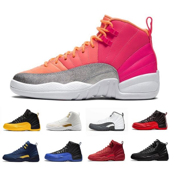 

fashion punch jumpman 12 mens basketball shoes white red dark grey game ball bulls cny university blue 12s men trainers sports sneakers