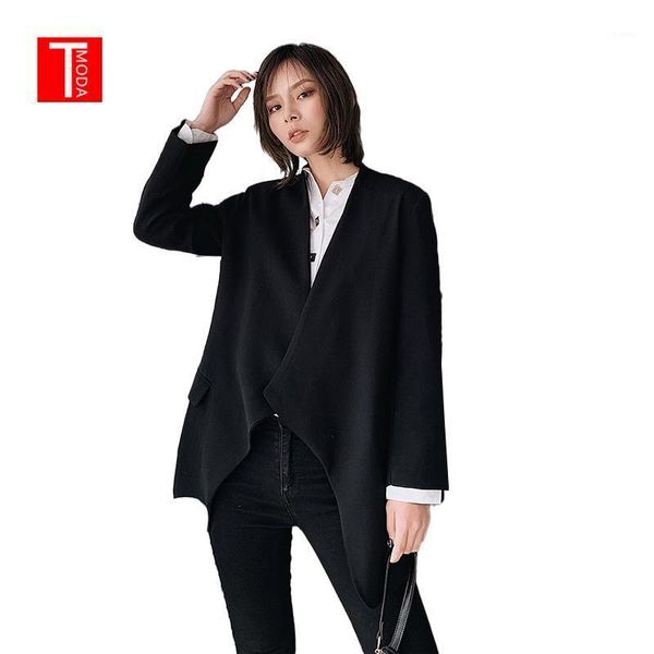 

women's suits & blazers tmoda740 2021 spring blazer long open front casual office lapel turn down collar slim women jackets outwear fem, White;black