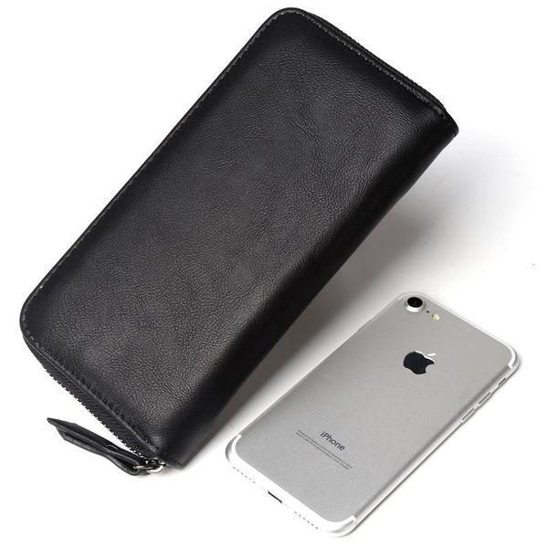 

wallets business men's wallet long zipper pu leather multifunctional handbag, Red;black