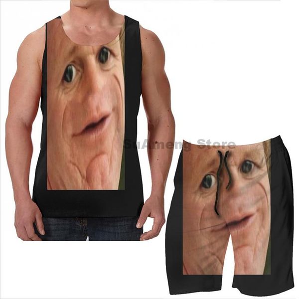 

men's tracksuits summer funny print men tank women sosig beach shorts sets fitness vest, Gray