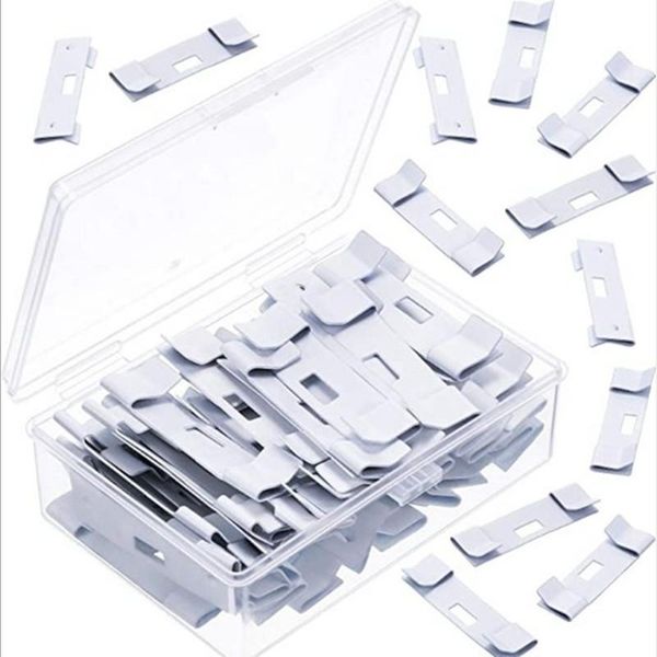

white curved 89mm vertical vane savers metal blind repair clips flat fixed broken shade qty 20,50,100
