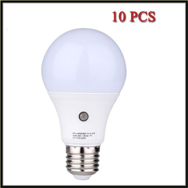 

bulbs 10x ac85-265v e27 7w dusk to dawn auto sensor detection led light lamp 3000k /4000k/6000k