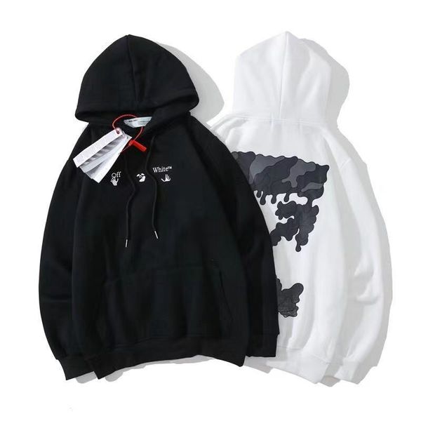 

aw2021 off gray gradient melting arrow pattern plush hoodie batch, Black