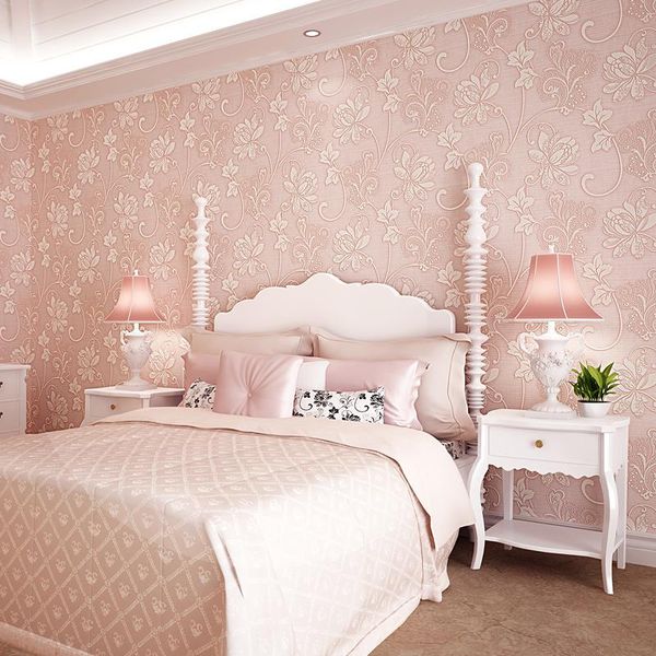 

wallpapers wallpaper self-adhesive pastoral thicken 3d flower butterfly pink three-dimensional european-style bedroom living room sticker