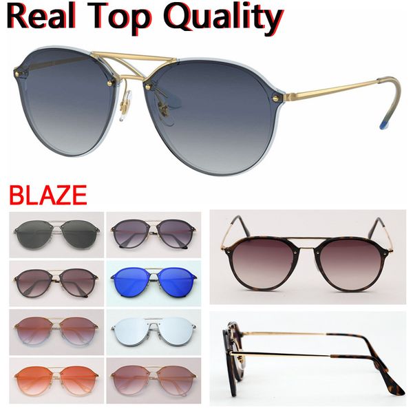 

mens sunglasses blaze double bridge round 2020 new women sun glasses shades with leather case, cloth, all retailing accessories package, White;black