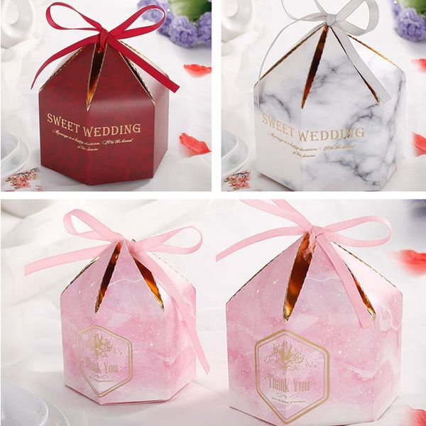 

gift wrap 50pcs hexagon dragee candy box kraft wedding favor boxes pie party bag eco friendly bags wrapping supplies