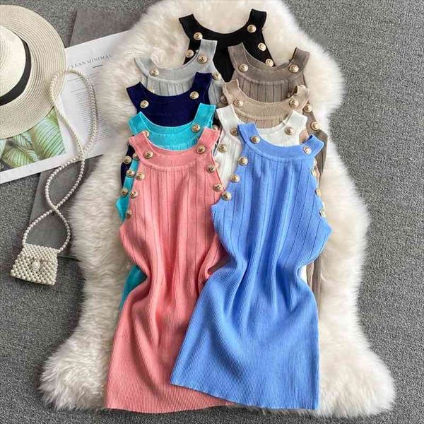 

summer women gold buttons halter collar tank female stretchable thin hollow out camisole sleeveless short t-shirts tees, White