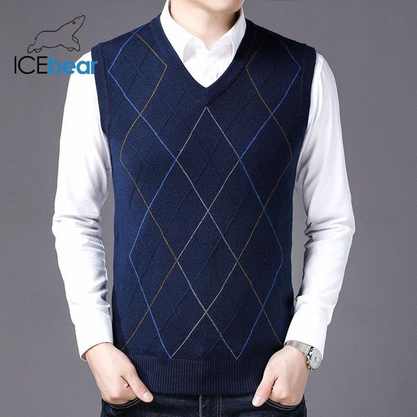 

men's vests 2021 autumn sweater vest v-neck casual diamond lattice business clothing 1815, Black;white