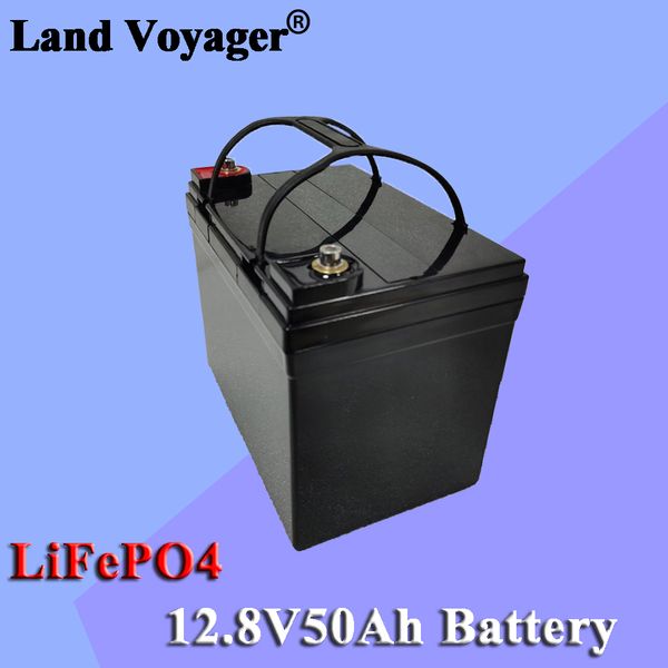 Land Voyager 12V 50Ah deep cycle litio ferro fosfato2021 batteria ricaricabile hot-selling 12.8V 50Ah Life Cycles 4000 con caricabatterie 100A BMS 14.6V10A