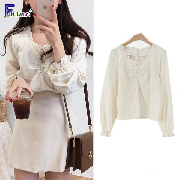

women's blouses & shirts cute sweet women korean japanese style clothes button preppy vintage blouse camisas mujer, White