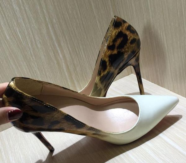 

pointed high-heeled shoes style show color patent leather, Black