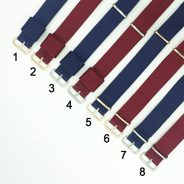 

watch bands fabric nylon 14mm 18mm 20mm strap watchband buckle belt blue,wine red bands, silver, rose gold pin, Black;brown