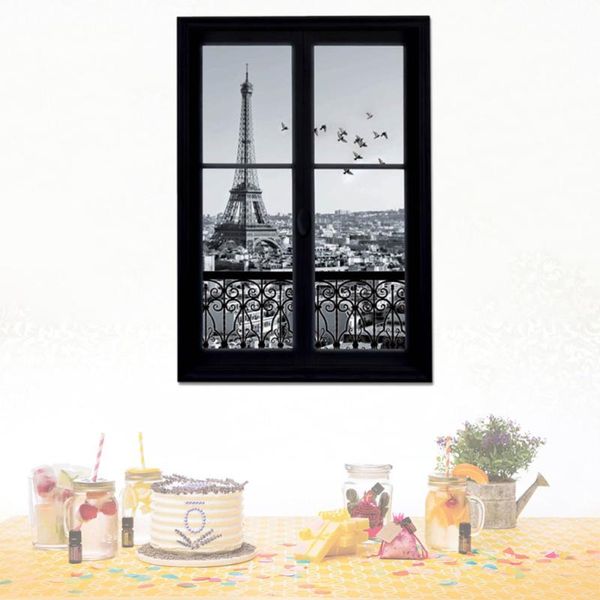 

wall stickers decals 3d window eiffel tower paris city removable sticker nordic style home decoration bedroom nursery art decor