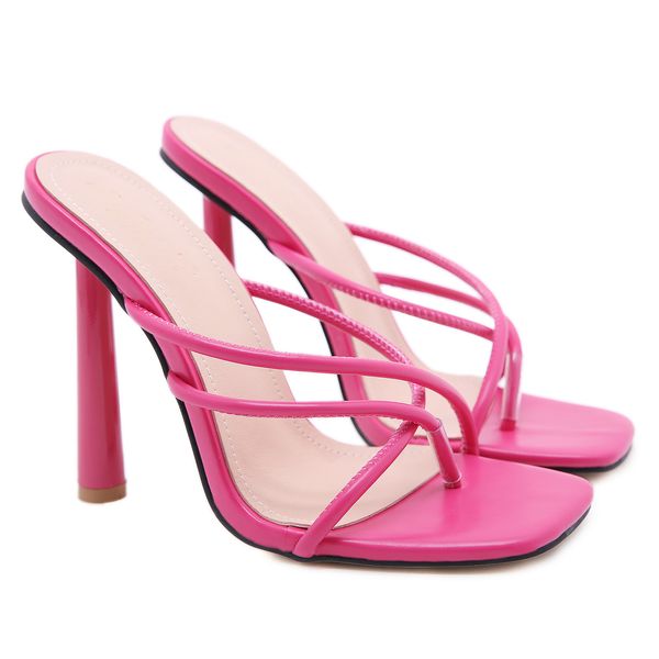 

2021 new summer sandals clip slippers ladies high heels square open toe slides party shoes women black pink apricot2021 0ppe
