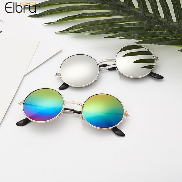 

sunglasses elbru children's boys girls color lens sun glasses fashion metal round uv protection baby shades eyeglasses gafas, Blue