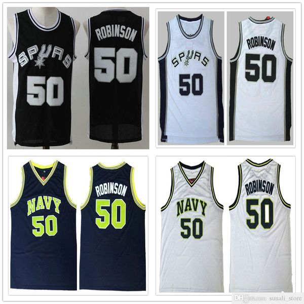 

vintage men david 50 robinson jerseys black white color basketball college shirts wholesale fast shipping, Black;red