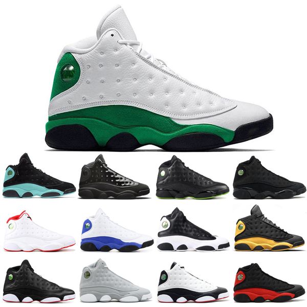 

j13 basketball shoes cap and gown lucky green island bred black cat playoff wolf grey men women shoe 13s sneakers