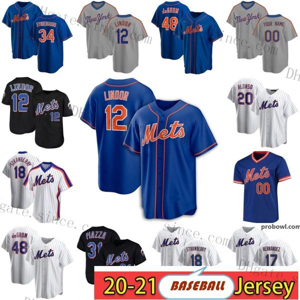

customize mens york women kids 12 francisco lindor baseball jersey 20 pete alonso custom 48 jacob degrom 18 darryl strawberry 31 mike piazza, Blue;black