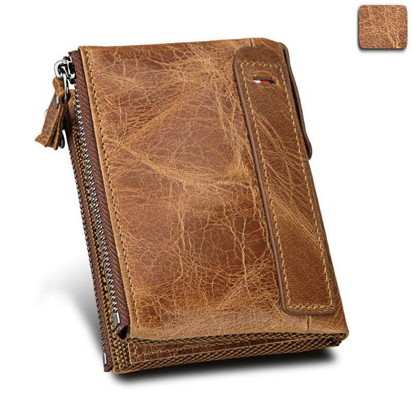 

wallets mens small wallet mini bag women genuine leather short fund brush man zipper purse men and purses womens handbag, Red;black
