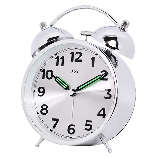 

other clocks & accessories txl 4.5 inch big size loud alarm clock, heavy sleeper morning wake-up table bright metal silver home