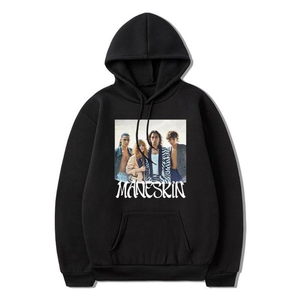 

men's hoodies & sweatshirts italian band maneskin print hooded fashion men/women personality boys/girls clothing kids pullovers, Black