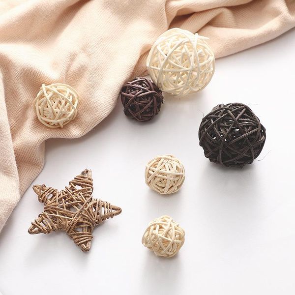 

novelty items sktn ins pography props background accessories 9pcs natural rattan wicker ball sepak takraw studio home decoration