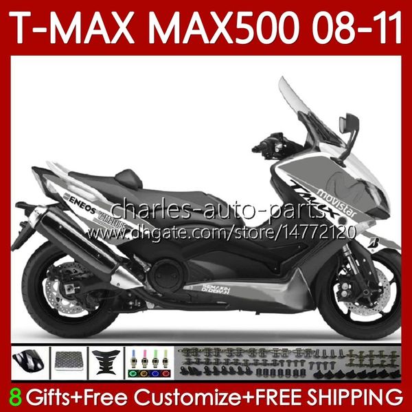 Body Kit für Yamaha TMAX MAX Movistar grau 500 XP500 MAX-500 T 2008–2011 Karosserie 107No.124 TMAX-500 TMAX500 T-MAX500 2008 2009 2010 2011 MAX500 08 09 10 11 OEM-Verkleidung