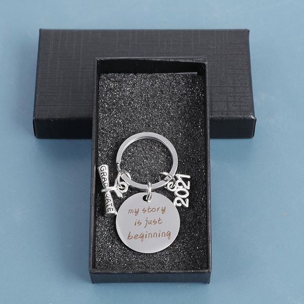 

keychains 2021 stainless steel excellent graduation gift keychain student my story is just beginning friendship memories keyring, Silver