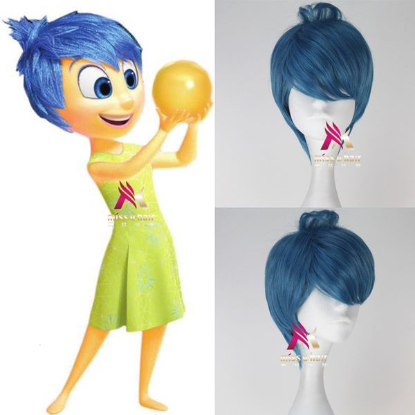 

meisi youfa brain agent team lele joy blue short hair cosplay animation wig, Black