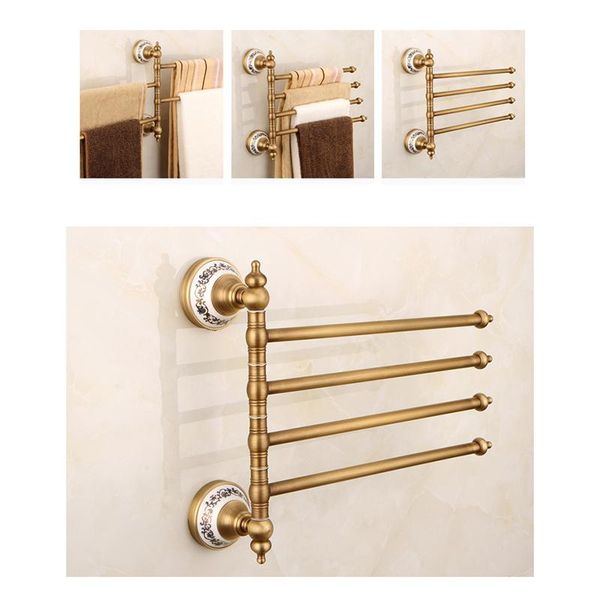 

antique brass bathroom accessories,bathroom rotation towel bars towel holder wall mounted 4 tier adjustable bar