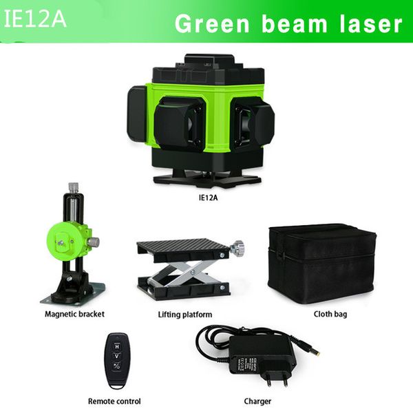 Linha de Freespipping Laser Nível 3D Auto-Nivelamento 4000mAh Battey Feixe Verde Horizontal e Vertical Cruz com Controle Remoto