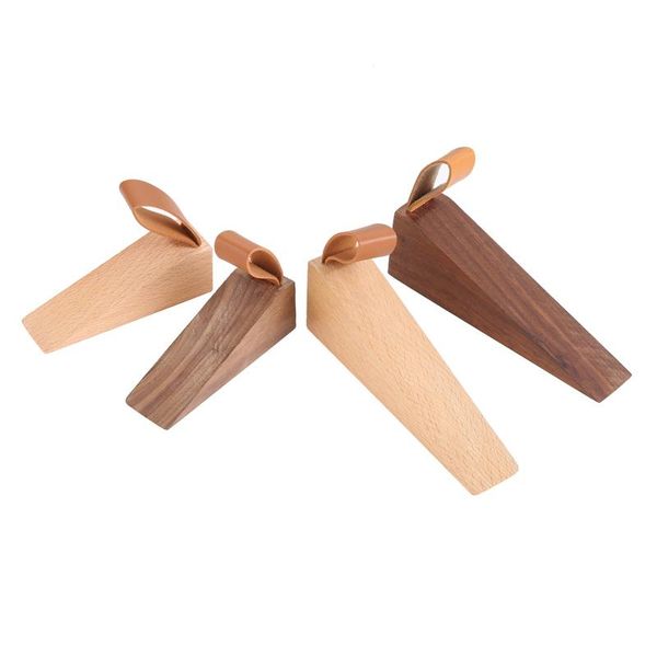 

door catches & closers 1pc solid wood ser leather non-slip sbaby protect wedge anti-collision creative gate home decor beech/black w