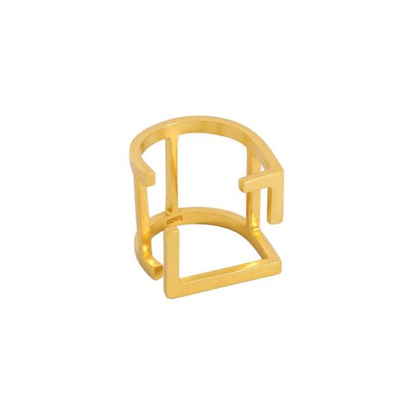 

cluster rings 1pc 18k gold authentic s925 sterling silver jewelry glossy open hollow-out geometric square wider adjust gift tlj1550, Golden;silver