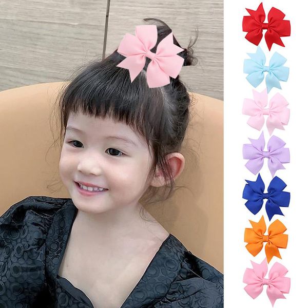 

hair accessories 1pcs grosgrain solid pink green rib ribbon fishtail bow hairpin girl children butterfly flower clips cute, Slivery;white
