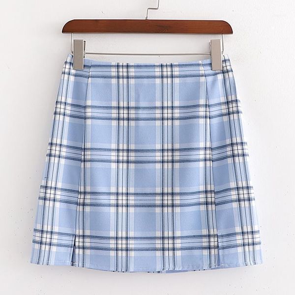 

preppy style slim a line skirts women fashion blue plaid printed skirt elegant sheath mini female ladies fp1, Black