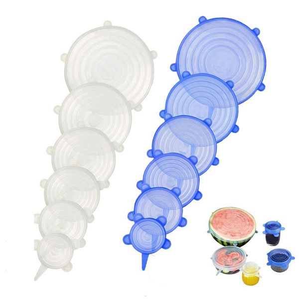 

kitchen storage & organization universal silicone stretch food lids to keep fresh reusable lid-bowl 6pcs/set accessories