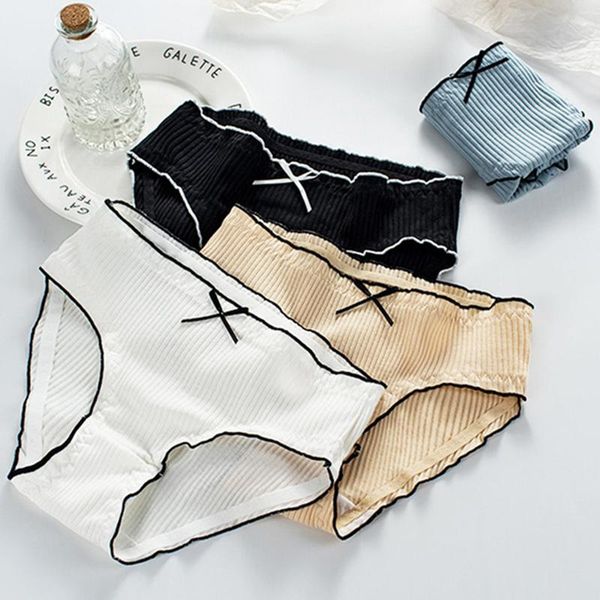 

women's panties 3pcs/set underwear women plus size girl briefs lingeries calcinha cotton shorts bow underpants solid panty, Black;pink