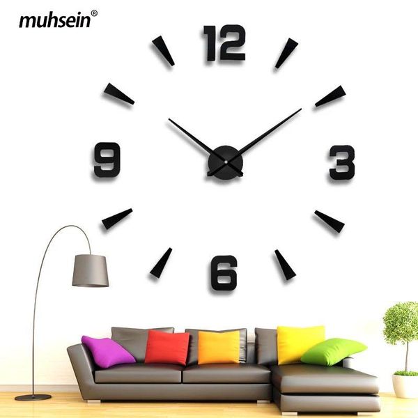 

muhsein 2021 new arrival home decoration wall clock 3d diy acrylic mirror sticker wall clock mute quartz movement ing