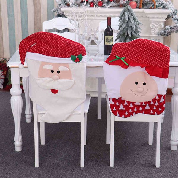 

christmas flannel chair cover cartoon santa claus decoration products back