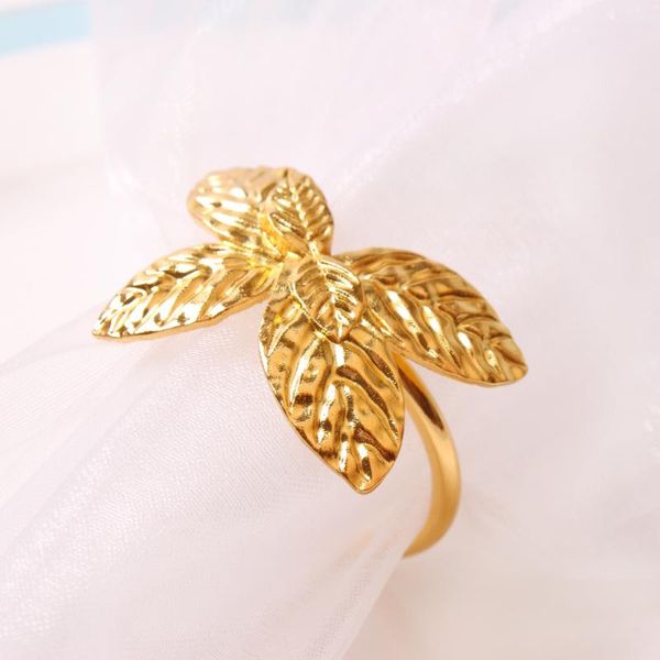 

napkin rings 4pcs alloy simple leaf ring cloth el restaurant decoration buckle